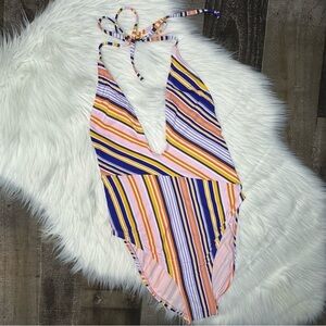 NWOT Bikini Lab Striped One Piece Swimsuit Medium